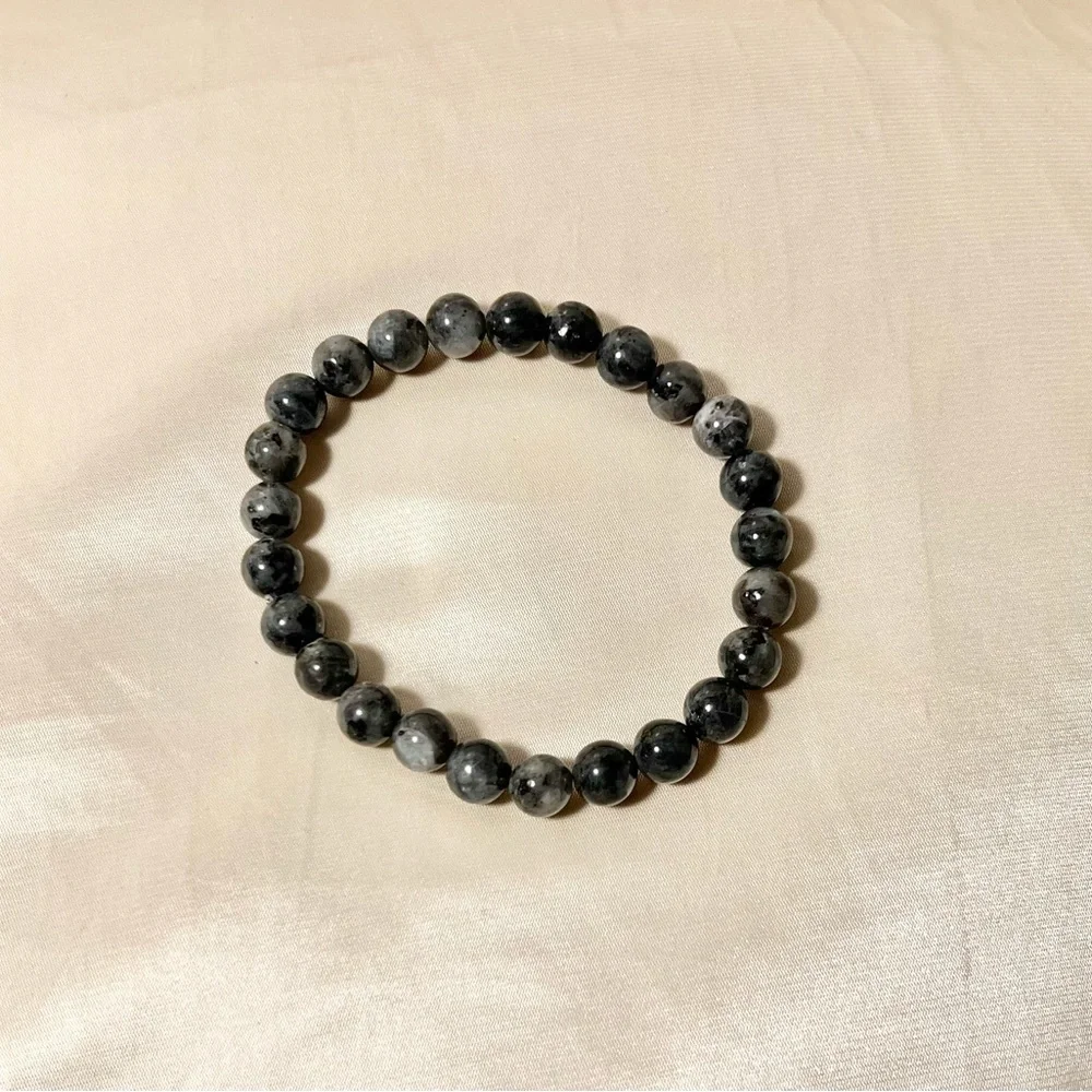 New: 8mm Handmade Larvikite Natural Crystal Bead Bracelet